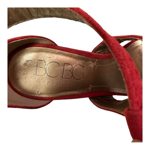 BCBG Max Azria Red Suede Strappy Stiletto Ankle Strap Heels Women's Size 8.5 - Picture 13 of 14